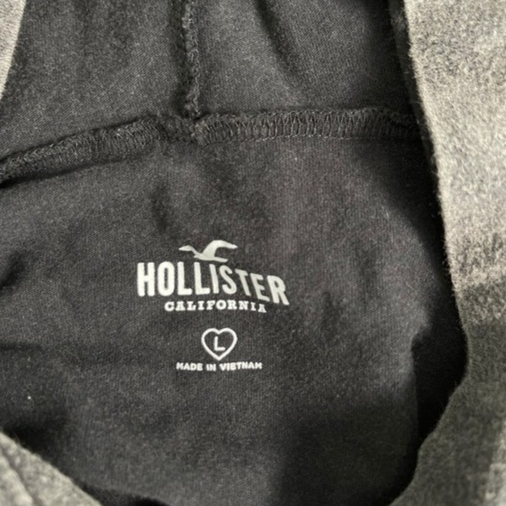 Hollister Womens Cropped Hoodie Gray Long Sleeve Logo Graphic Sweatshirt Large - Picture 5 of 16